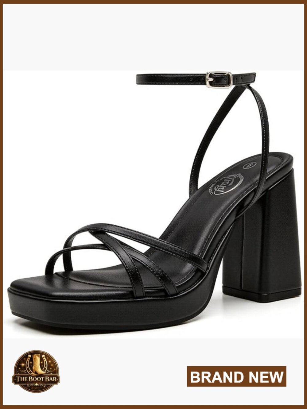 Square Toe Platform Heels with Ankle Strap for Women
